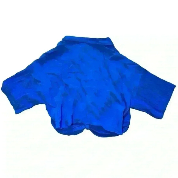 H&M Woven Blouse With Tie Detail Blue Size XXL NWT - Picture 2 of 12